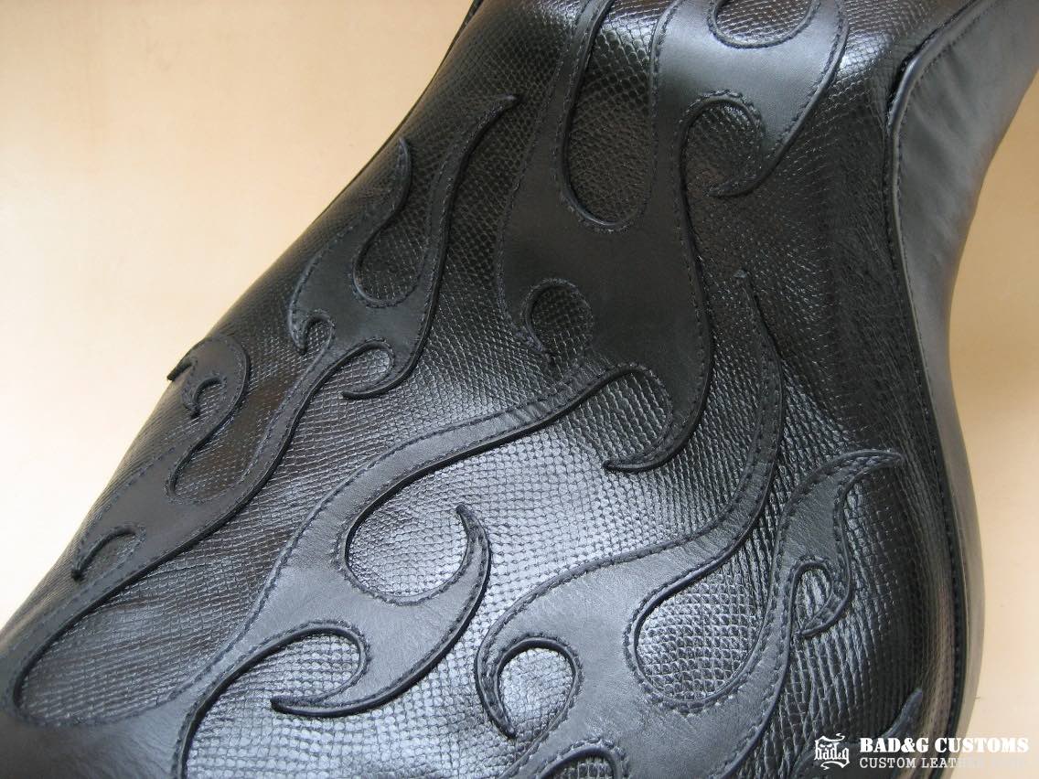 Honda VTX 1300 Black Snake Skin Flames Custom Seat