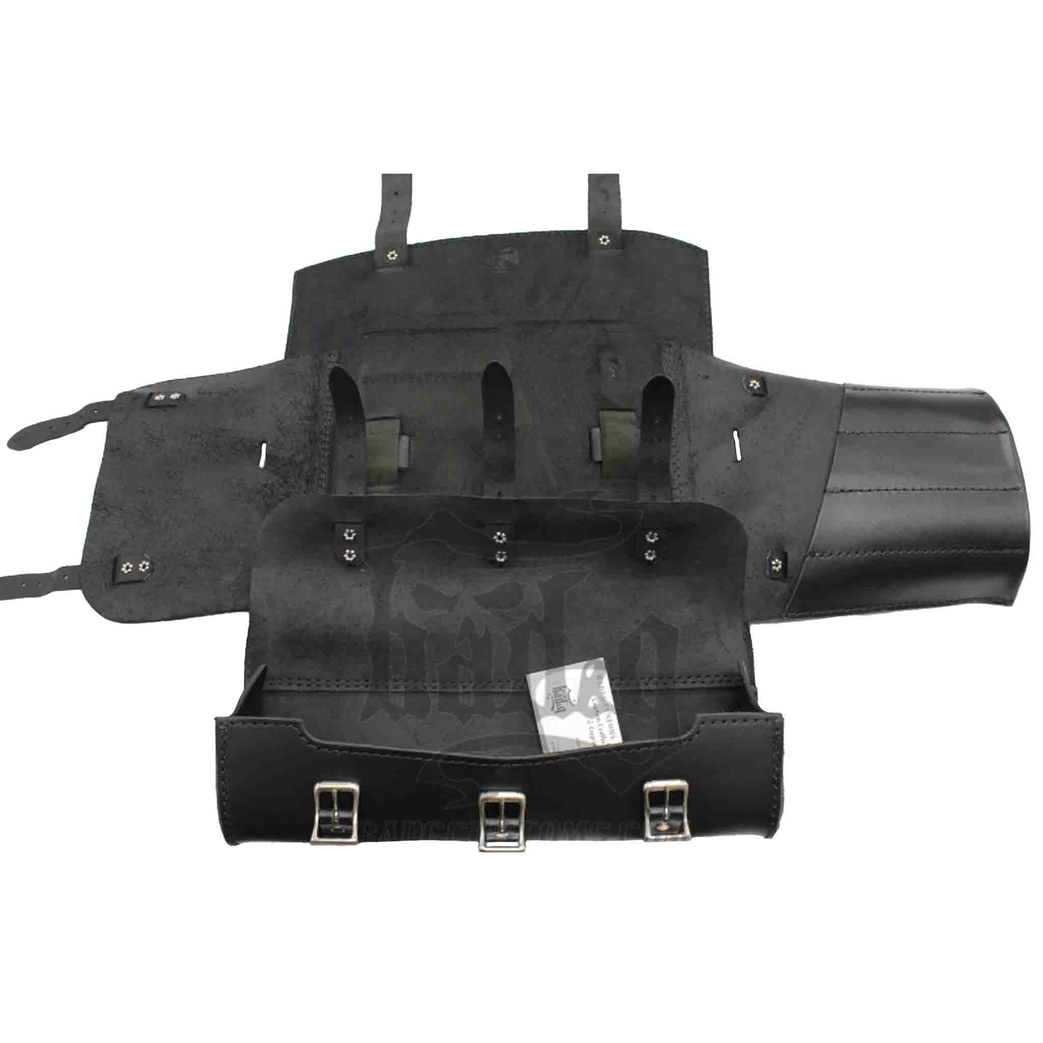 Upgrade your ride with the MT02 tool roll / fork bag. Hand crafted in USA with premium leather and top quality hardware. Durable and stylish, it's the perfect fit for your motorcycle.