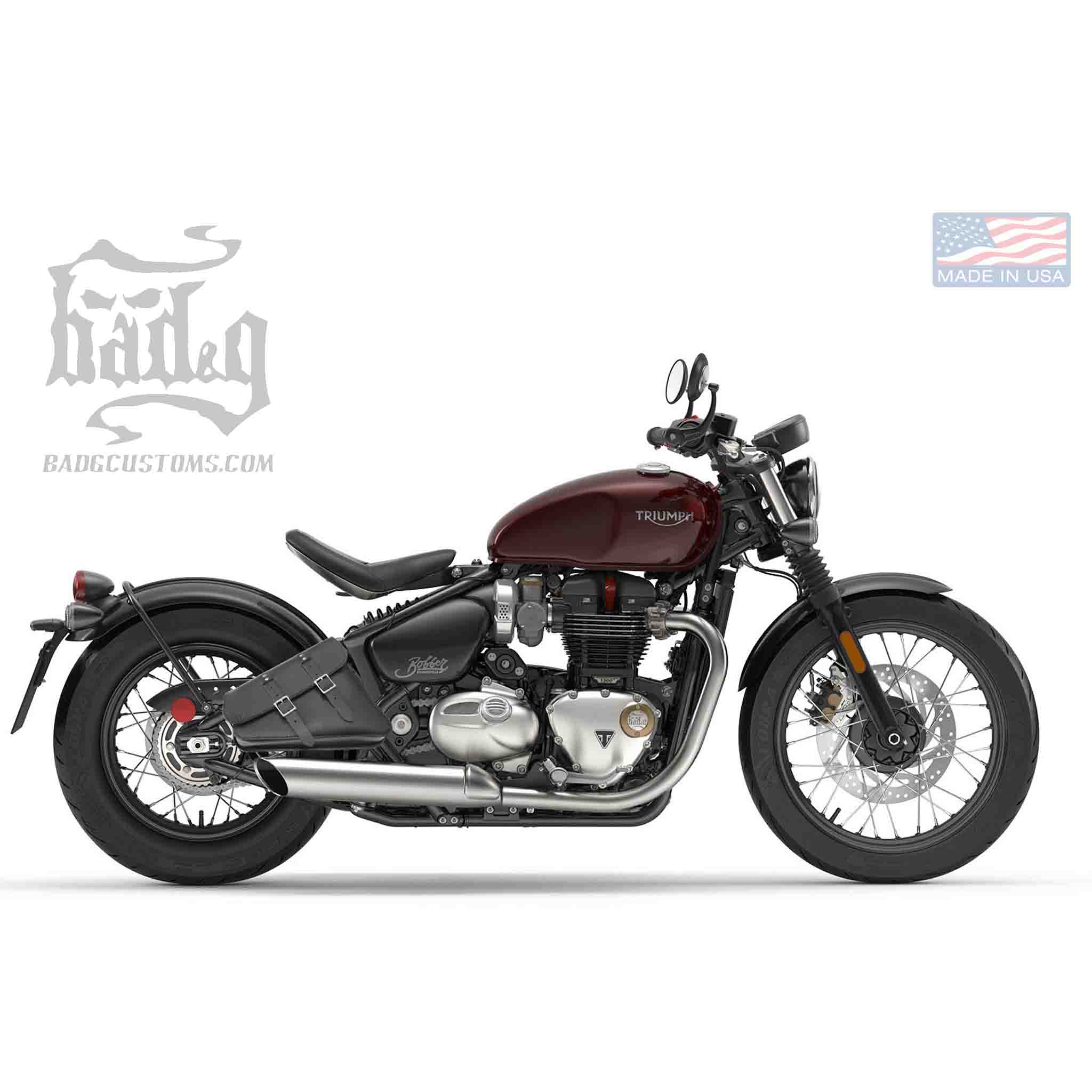 Upgrade your Triumph Bobber or Speedmaster with the TBR01 Right Side Solo Bag. Hand crafted in USA with premium leather and top quality hardware. Durable and stylish, it's the perfect fit for your motorcycle.