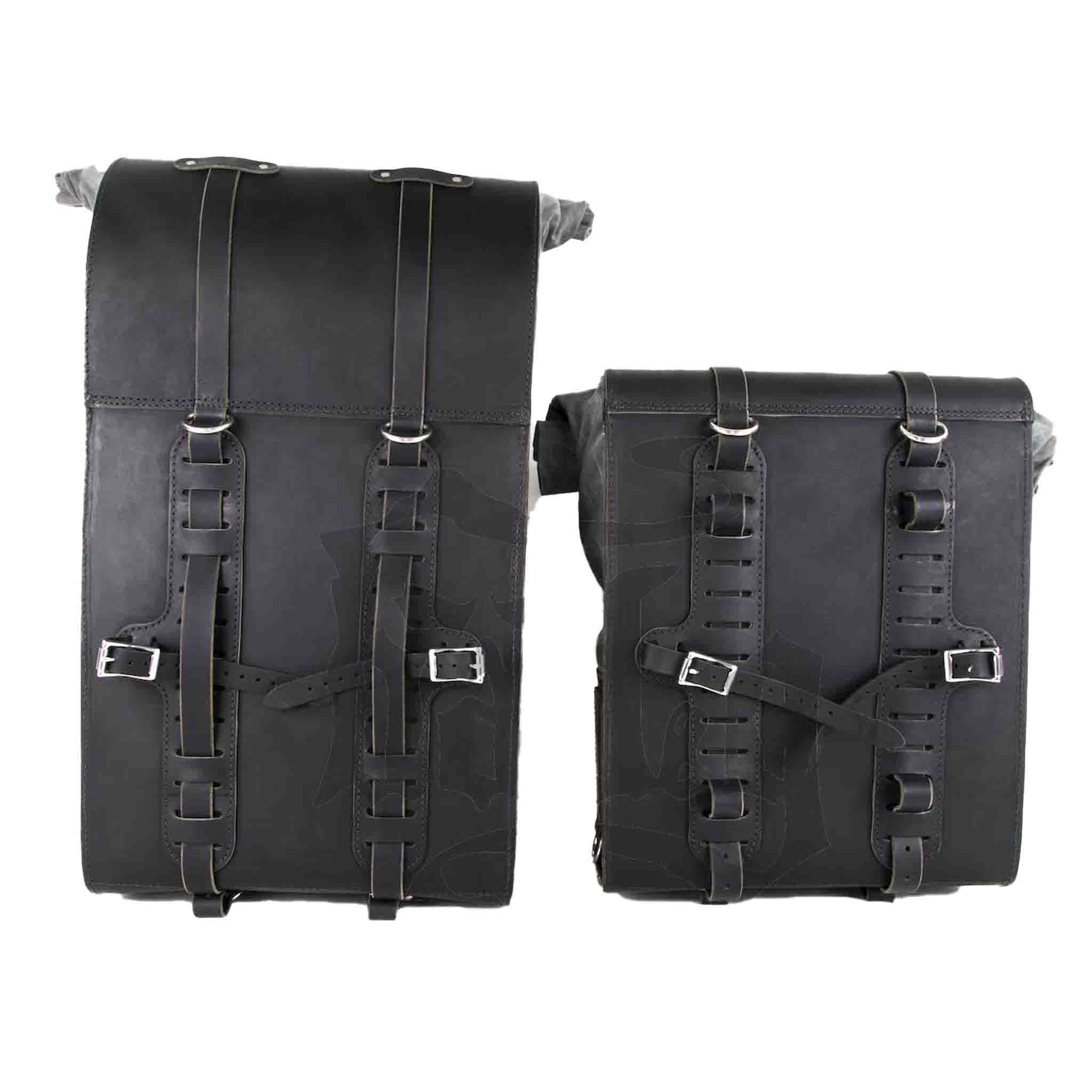 Upgrade your ride with the URB10 Rolltop Saddlebags. Unique design enables quick conversion from saddlebag to backpack. Hand crafted in USA with premium veg tan water buffalo leather, waxed canvas and stainless steel hardware. Durable and stylish, they are the perfect fit for your motorcycle.