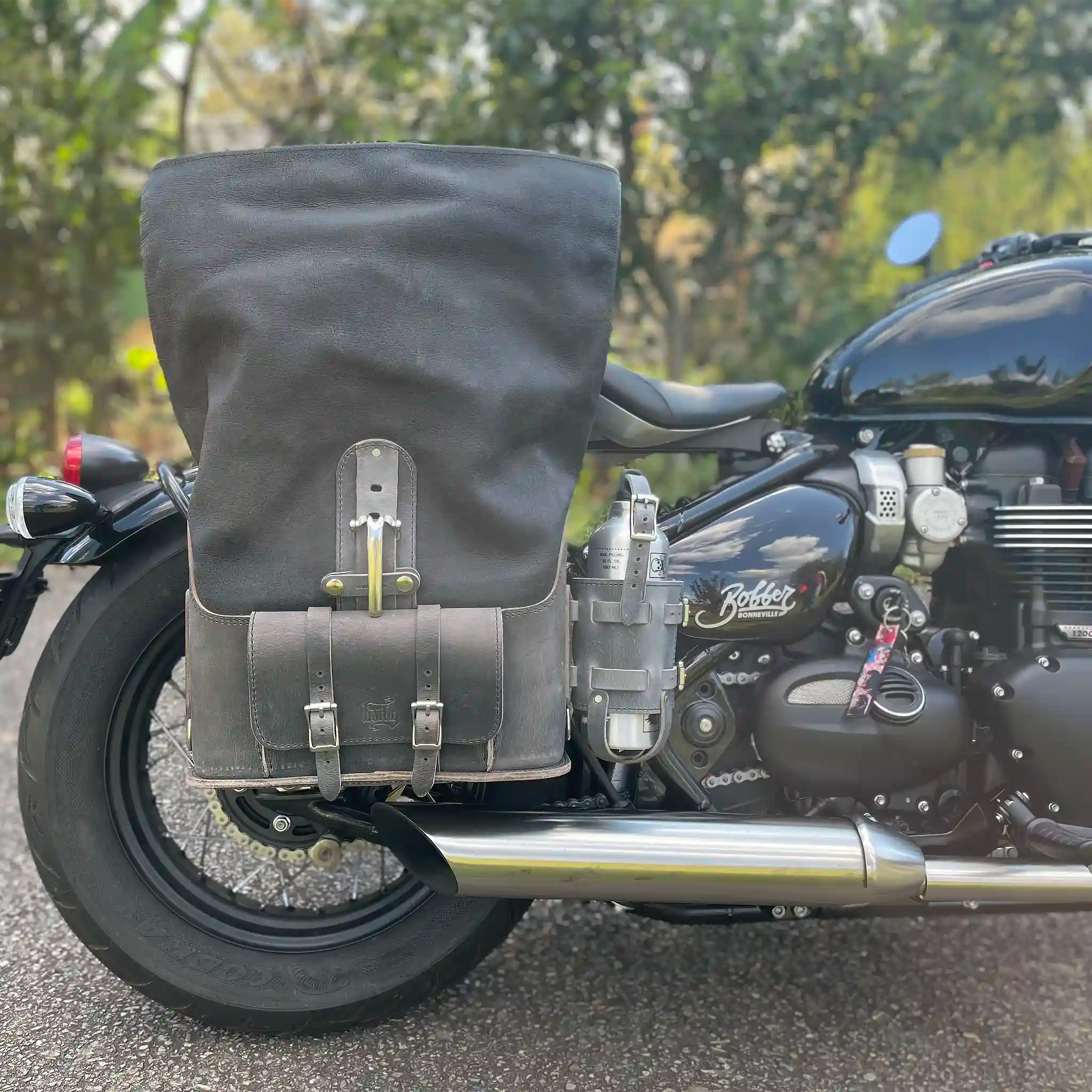 Universal Leather Rolltop Panniers / Saddlebags - TBP02 (Pair)