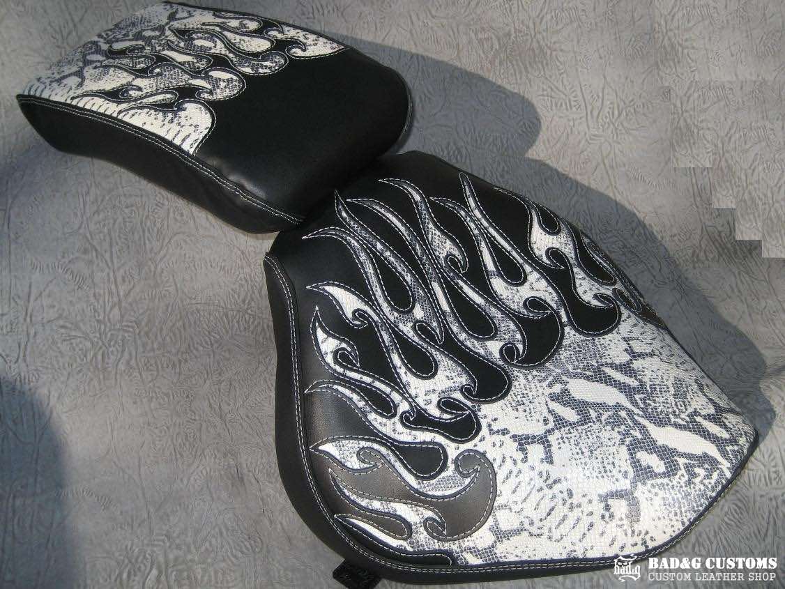 Yamaha V-Star Snake Skin Flames Custom Seat